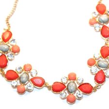 Efektowna KOLIA naszyjnik arbuzowe  oczka