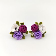 Kolczyki bukieciki kwiatowe mini ręcznie robione biżuteria kwiatowa stal nierdzewna