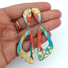 Duże Kolorowe Kolczyki z Brokatem