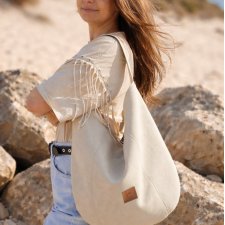 Worek hobo z nubuku ekologicznego Kremowy