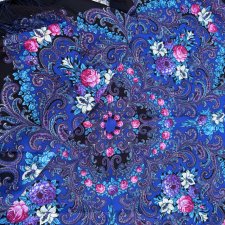 Dallinico duża efektowna folkowa chusta 80% wełna 20 % wiskoza niesamowite złożenie barw