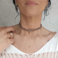 kwarc z turmalinem pleciony choker