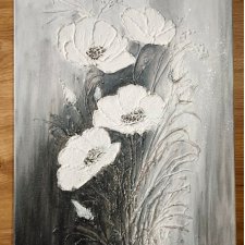 NOWOCZESNY OBRAZ STRUKTURALNY Z WIDOCZNĄ TEKSTURĄ 3D - "SREBRZYSTY SZYK" (dostawa gratis)