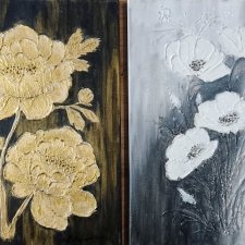 ELEGANCKI DYPTYK STRUKTURALNY Z WIDOCZNĄ TEKSTURĄ 3D - "SREBRO i ZŁOTO" 60x40cm (dostawa gratis)