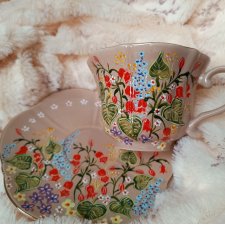 Wiosenny komplet ręcznie malowany kwiaty łąka