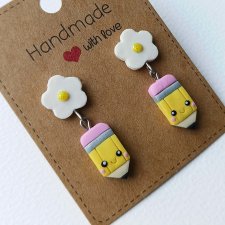 Kolczyki stokrotka i ołówek