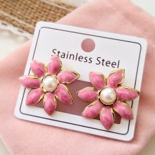 Kolczyki różowe kwiaty