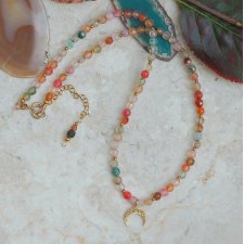 NASZYJNIK CHOKER RÓG OBFITOŚCI Z AGATEM | BIŻUTERIA RĘCZNIE ROBIONA | DOMILKOWYDOMEK