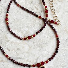 Naszyjnik granat i chalcedon –biżuteria z kamieni naturalnych | DomilkowyDomek
