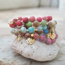 Lazurowa bransoletka z jaspisu cesarskiego – ręcznie robiona biżuteria DomilkowyDomek