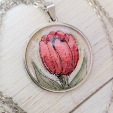 Naszyjnik akwarelowy - Tulipan