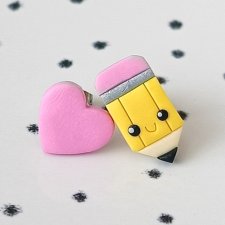 Kolczyki ołówek i serduszko