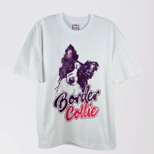 T-shirt - PIES BORDER COLLIE - unisex / large- BIAŁA
