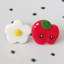 Kolczyki jabłko i stokrotka