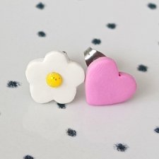 Kolczyki stokrotka i serduszko