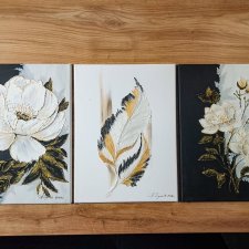 TRYPTYK GLAMOUR "ZŁOTO I CZERŃ" – Nowoczesne Obrazy Strukturalne 90/110x40cm (darmowa dostawa)