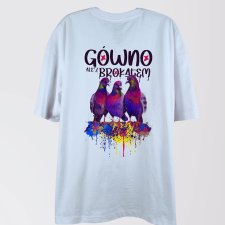 T-shirt - Gołębie G...ale z brokatem  - unisex / small BIAŁA