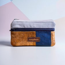 Szaro-miodowo-granatowy portfel