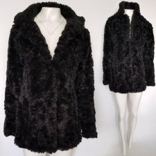 NEW LOOK czarne futro płaszcz damski z kieszeniami R S M Hu84