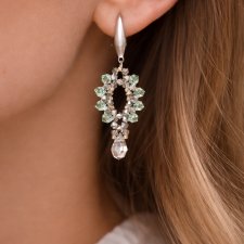 Kolczyki "Silver Chrysolite" - Wiszące, Lekkie Kolczyki z kryształów Preciosa