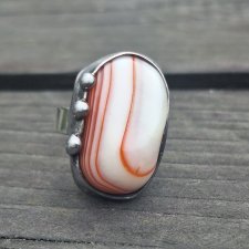 Agat w paski - pierścionek regulowany