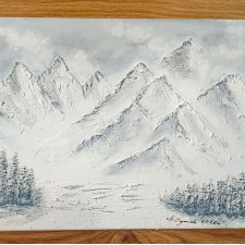 SKANDYNAWSKA DEKORACJA - OBRAZ STRUKTURALNY Z TEKSTURĄ 3D "OSZRONIONE SZCZYTY" (darmowa dostawa)