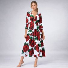 Amelia - Królowa Róża White - rozkloszowana sukienka