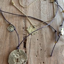 Naszyjnik mosiądz + sznury