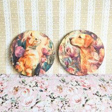 Para podkladek - Pies i kot w magnoliach