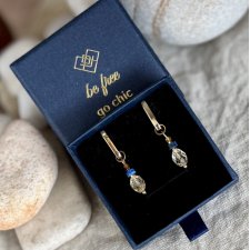 Kolczyki 2w1 – Srebro 925 Pozłacane 18K Złotem, Cytryn, Lapis Lazuli