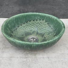 Artystyczna umywalka do łazienki zielona koronka