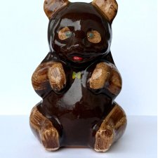 Miś skarbonka vintage lata 60-70 figurka ceramika malowana zabawka retro