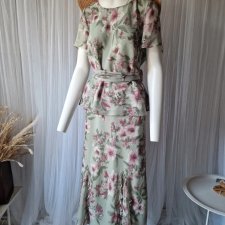 Debenhams piękny komplet bluzka i spódnica 42 XL romantyczny w kwiaty