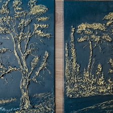 DYPTYK STRUKTURALNY GORDYJSKI GLAMOUR - LUKSUSOWE OBRAZY STRUKTURALNE 3D, ELEGANCKA CZERŃ ZE SZKLACHETNYM ZŁOTEM