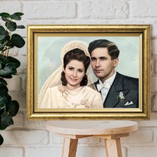 Unikatowy Prezent na Rocznicę Ślubu | Personalizowane Monidło Retro | Złota rama