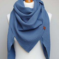 Chusta muślinowa bawełniana- damska chusta trójkątna - modna chusta na wiosnę jesień