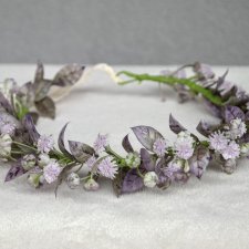 Fioletowa melancholia – wianek z dzikich kwiatów, lawendowy, boho, romantyczny