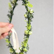 Zielony szept łąki – delikatny wianek boho, cienki, naturalny, minimalistyczny, cienki wianek na komunię, wianek na ślub