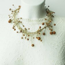 Naszyjnik Drewno na naturalnym lnie