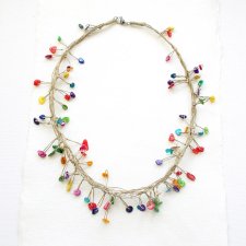 Kolorowa wyspa Naszyjnik lniany