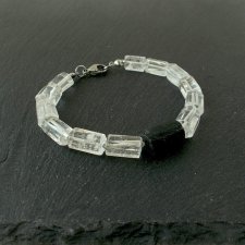 Turmalin i kryształ górski Bransoletka