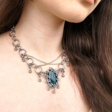 Naszyjnik chainmaille z agatem smoczym – stal chirurgiczna, wodoodporny, mroczny dark fairycore gothic witchy