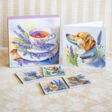 Zestaw: magnesy, pudełko, kartka - Psi urok