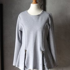 Dresowa bluza z baskinką kieszenie melanż S M