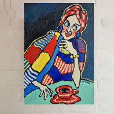 obraz do salonu  kobieta która słucha siebie