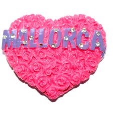 MALLORCA serce z różyczek ceramiczny magnes