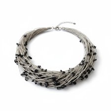 NASZYJNIK Z LNU Z CZARNYM AGATEM