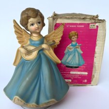 Pozytywka vintage anioł Hongkong lata 70/80 stara zabawka obrotowa oryginalne pudełko rzadkość !