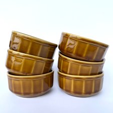 Miseczki Mirostowice zestaw 6 sztuk kokilki brązowa kamionka PRL vintage design