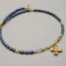 Pearls /navy blue/ perły naturalne - choker /31.03.26/